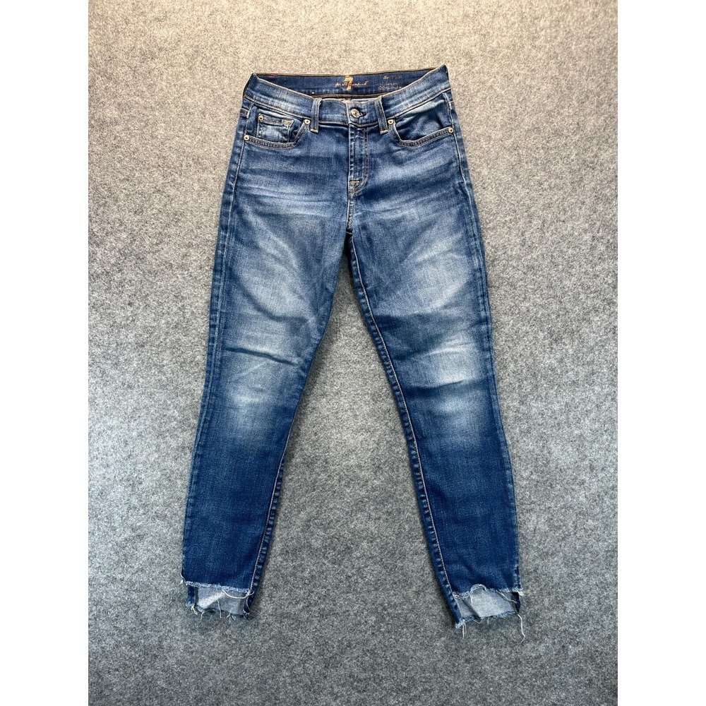 7 For‎ All Mankind Jeans Womens 26 The Ankle Skinny Raw Hem Midrise Denim